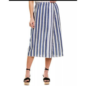 lemlem by liya kebede Skirt Size Medium White‎ Blue Midi Coastal Cotton Boho